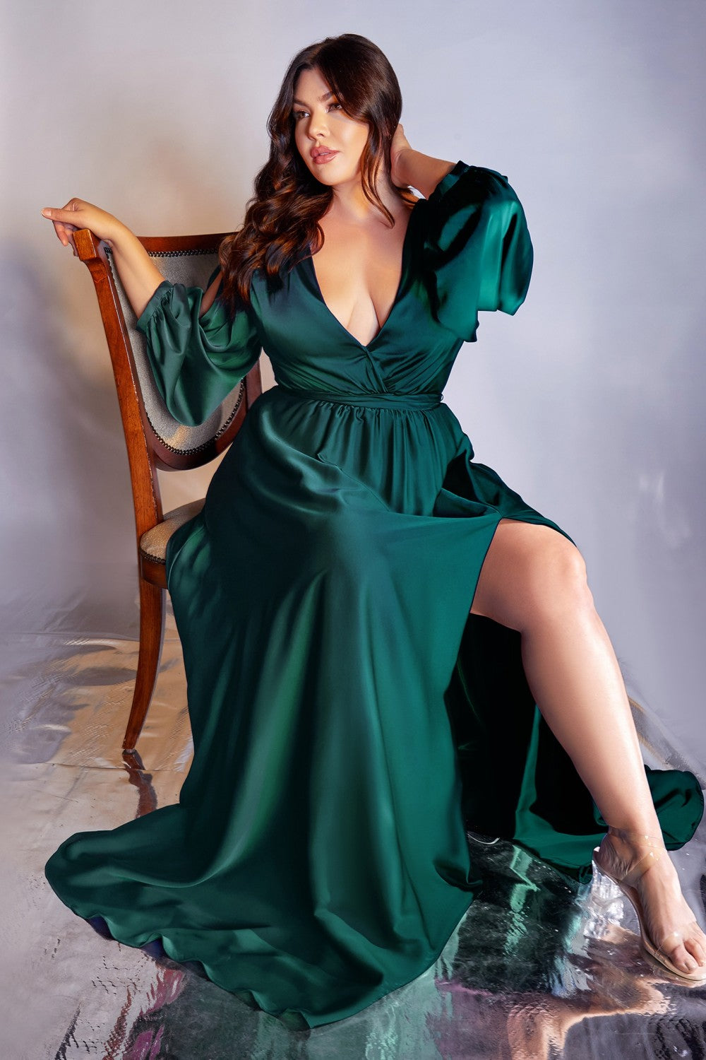 Long Sleeve Satin Danielle Gown, Plus Stage 9 Secrets Long Sleeve Satin Danielle Gown, Plus Stage 9 Secrets
