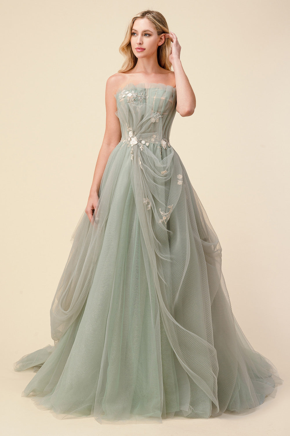 Bridgerton Inspired Sage Tulle Ball Gown 12 / Sage Bridgerton Inspired Sage Tulle Ball Gown 12 / Sage
