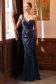 One Shoulder Sequin Evening Dress