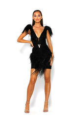 Feather V Cockail Dress