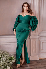 Sweetheart Neck Puff Sleeve Dina Evening Gown, Plus