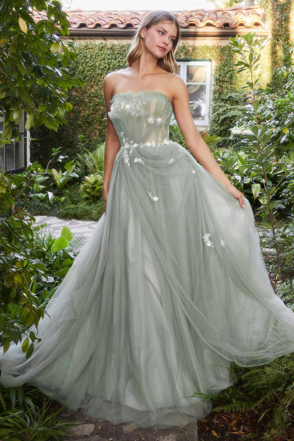 Bridgerton Inspired Sage Tulle Ball Gown